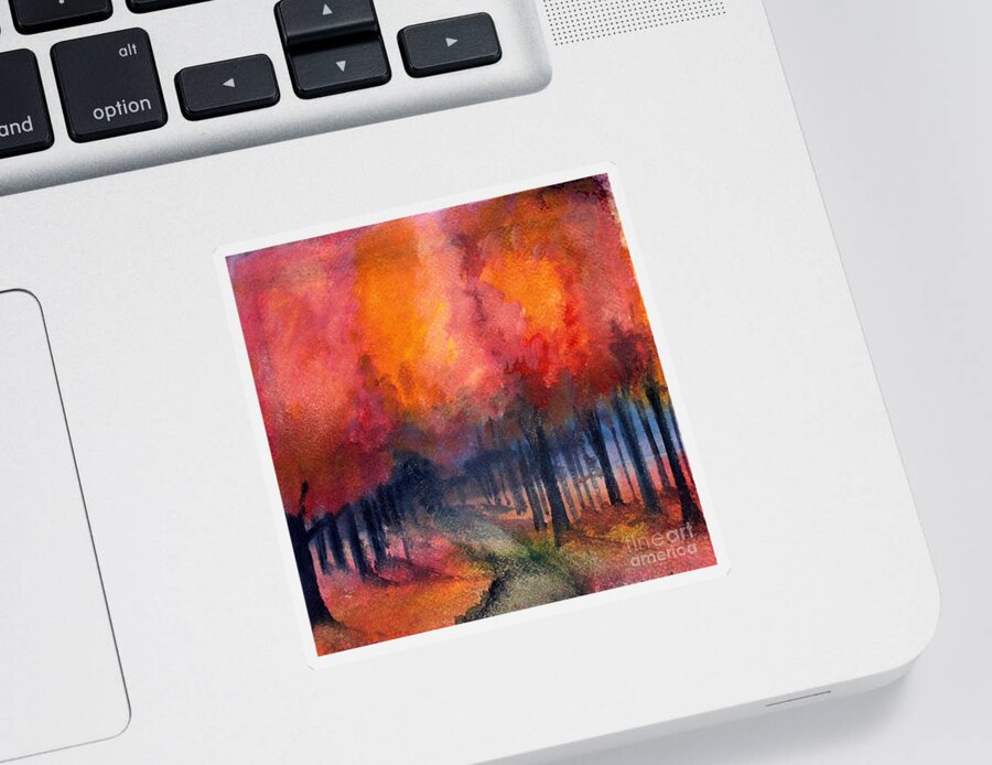 Nature Art Sticker featuring the painting Night Time among the Maples by Laurie Rohner