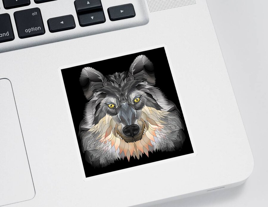 Night Wolf Sticker featuring the digital art Night Wolf by Mark Taylor