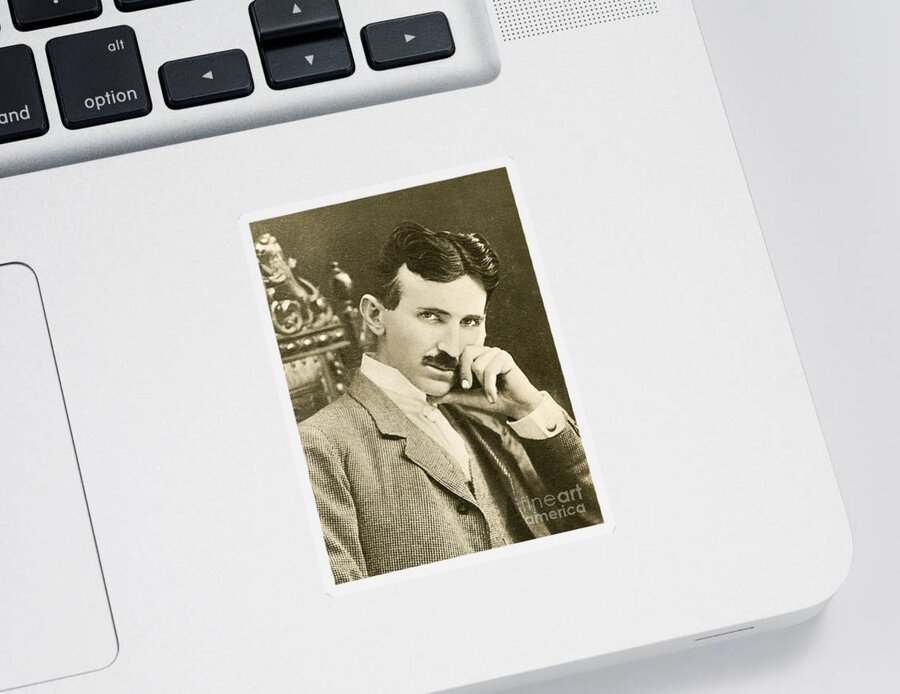 Science Sticker featuring the photograph Nikola Tesla, Serbian-american Inventor by Photo Researchers