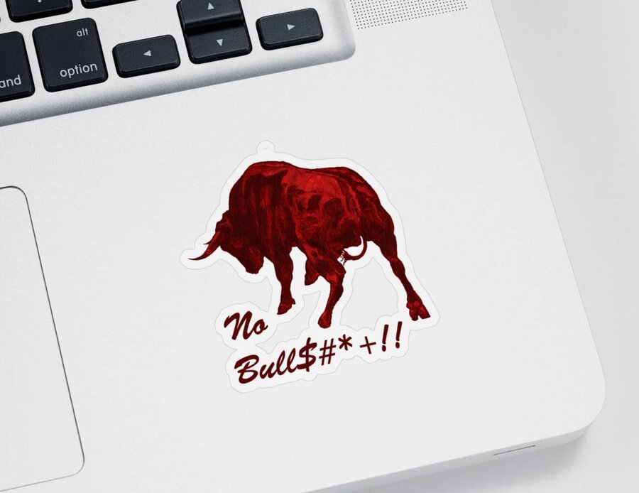 Bull Sticker featuring the painting No Bullshit by Konni Jensen