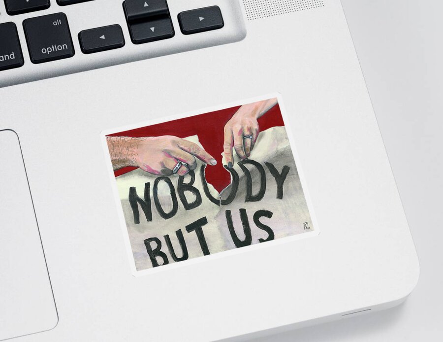 Hands Sticker featuring the painting Nobody But Us by Matthew Mezo