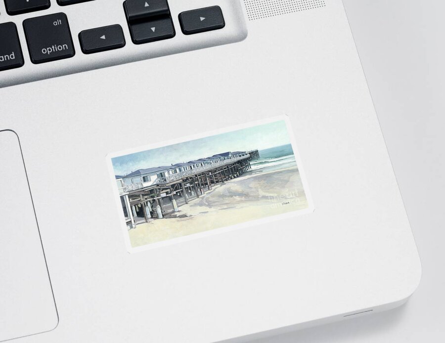 Crystal Pier Sticker featuring the painting Crystal Pier Pacific Beach San Diego California by Paul Strahm