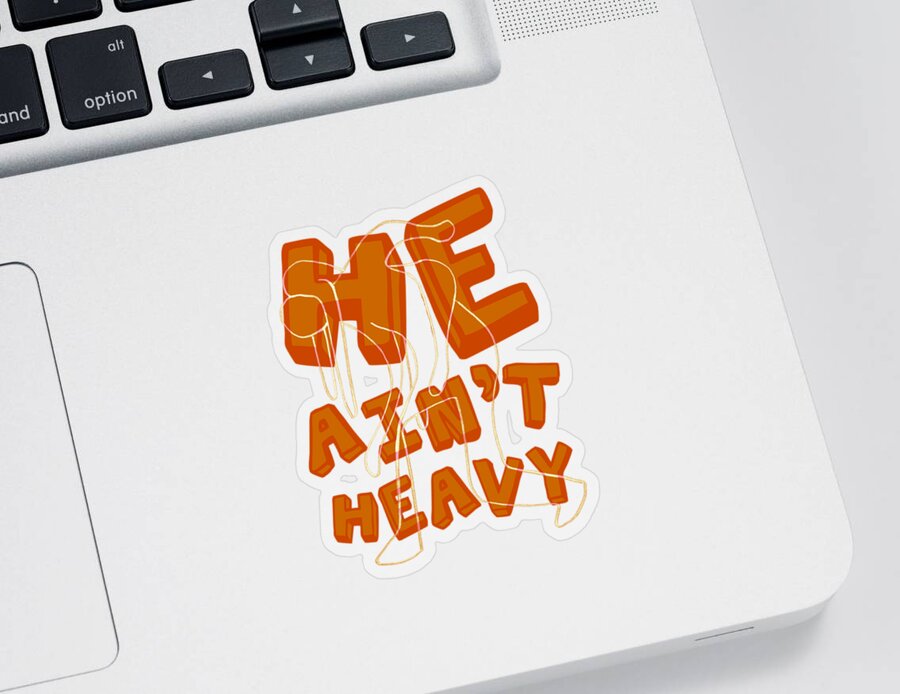 Metaphorical Sticker featuring the digital art Not Heavy by Michelle Calkins