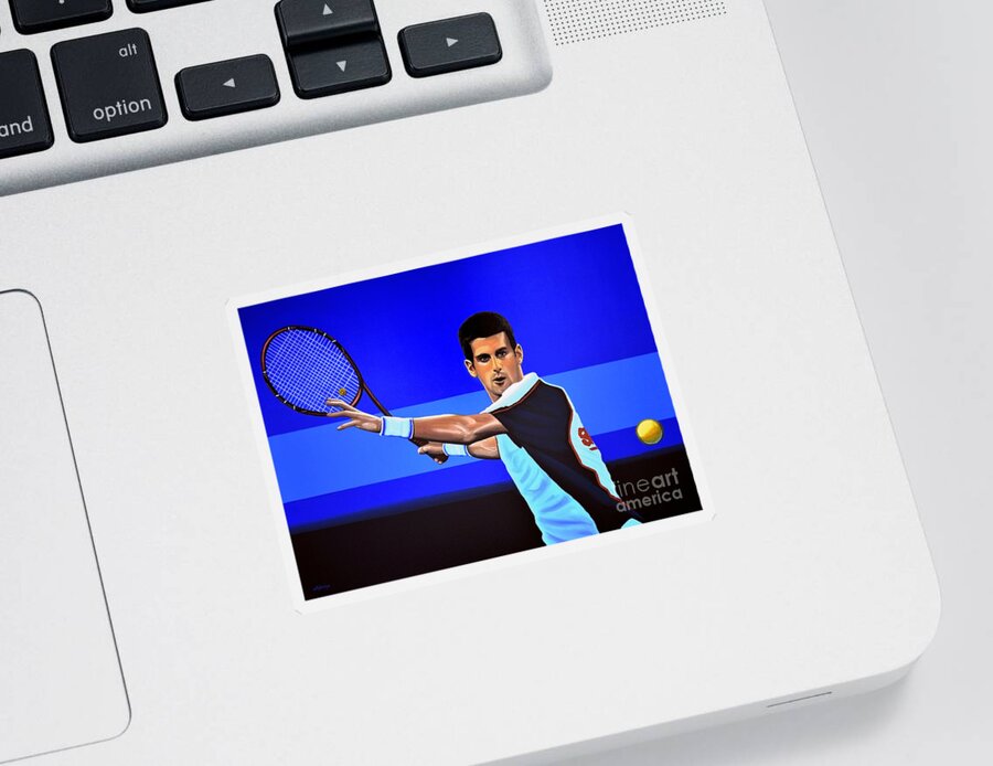 Novak Djokovic Sticker featuring the painting Novak Djokovic by Paul Meijering