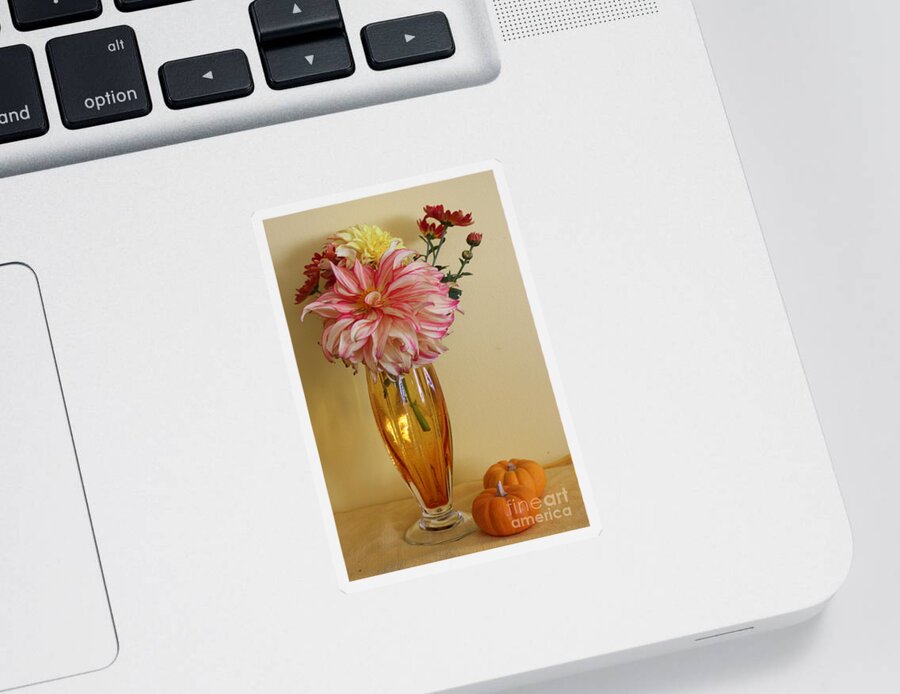 Autumn Sticker featuring the photograph November's Bouquet - Still Life by Dora Sofia Caputo