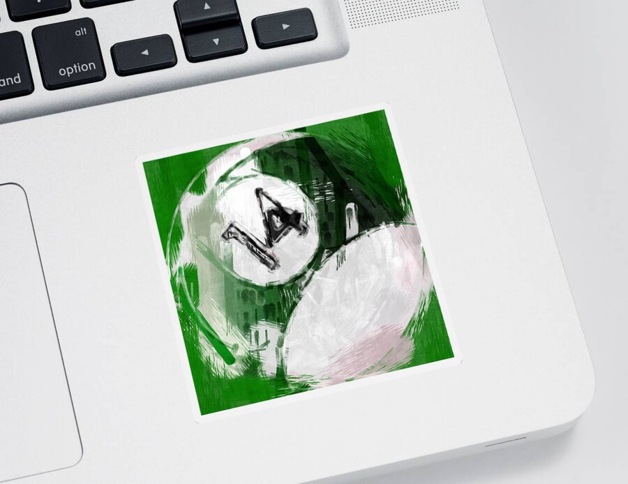 14 Sticker featuring the photograph Number Fourteen Billiards Ball Abstract by David G Paul