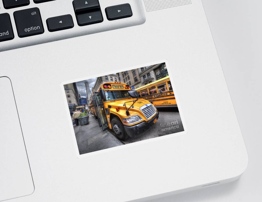 Yhun Suarez Sticker featuring the photograph NYC School Bus by Yhun Suarez