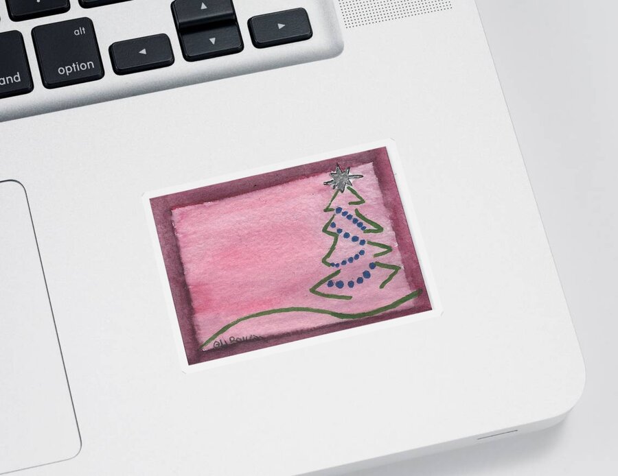 Christmas Sticker featuring the painting O Christmas Tree by Ali Baucom