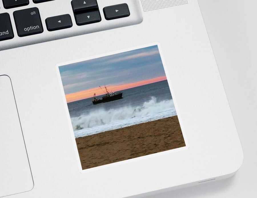 Ocean Sticker featuring the photograph Ocean Tug in the Storm by Vic Ritchey