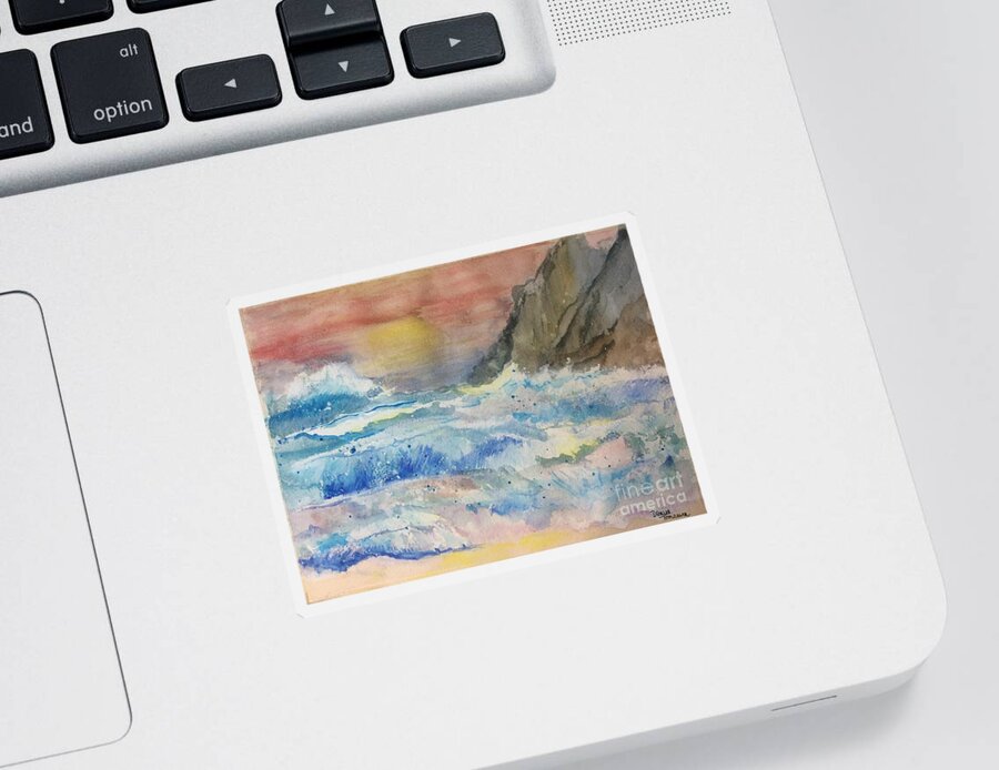 Ocean Sticker featuring the painting Ocean Waves by Denise Tomasura