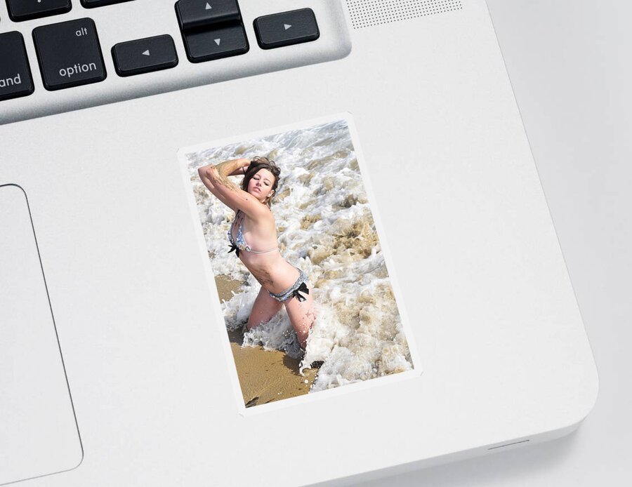 Girl Sticker featuring the photograph Ocean Waves by Robert WK Clark
