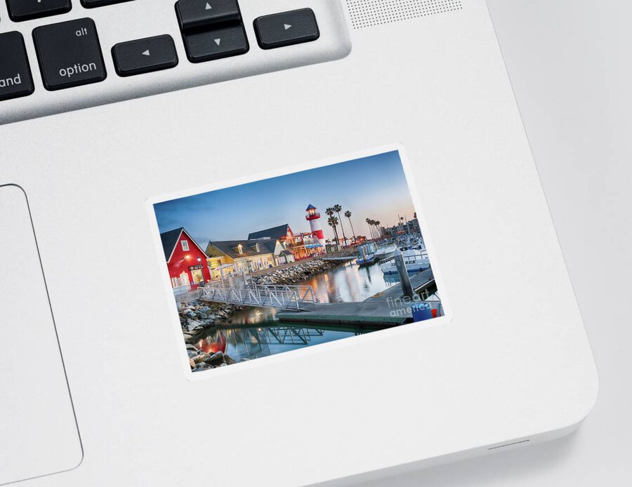 California Sticker featuring the photograph Oceanside Harbor Village at Dusk by David Levin