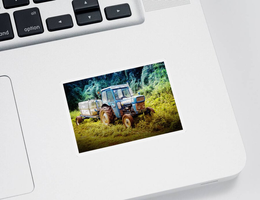 John D Williams Sticker featuring the photograph Old Blue Ford Tractor by John Williams