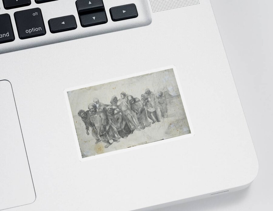 Sketch Sticker featuring the drawing Reproduce drawing sketch from Ilya Yafimovich Repin by Hongtao Huang