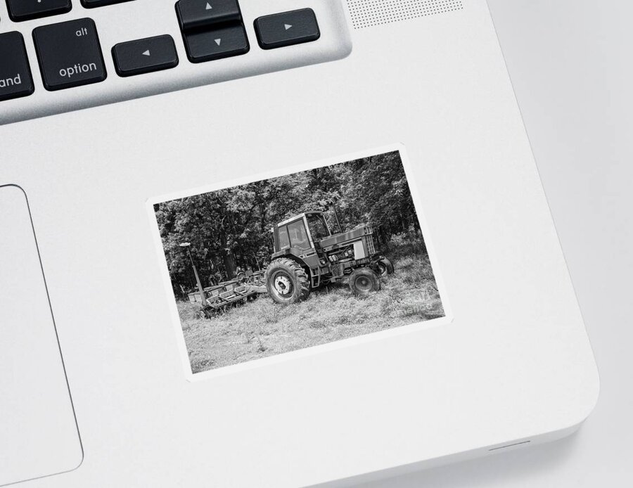 Tractor Sticker featuring the photograph Old International Tractor Grayscale by Jennifer White