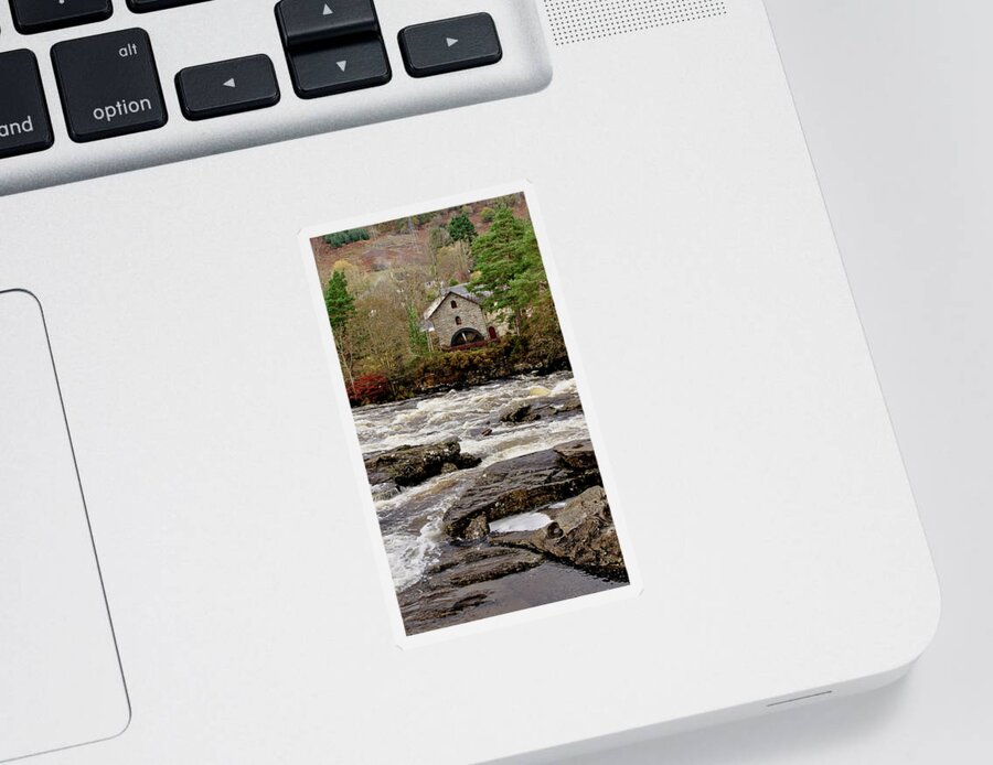 Old Mill Sticker featuring the photograph Old Mill at Dochart waterfalls by Elena Perelman