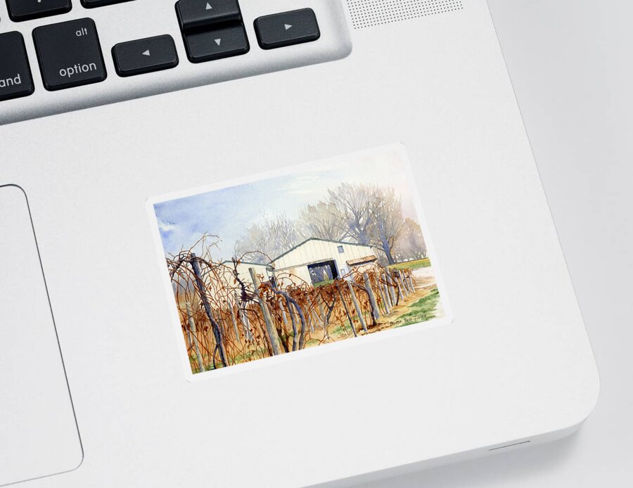 Vineyard Sticker featuring the painting Old Vines by Brenda Beck Fisher