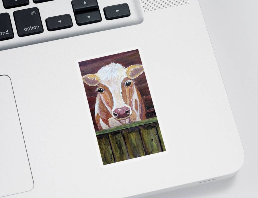Cows Sticker featuring the painting Olivia by Suzanne Theis