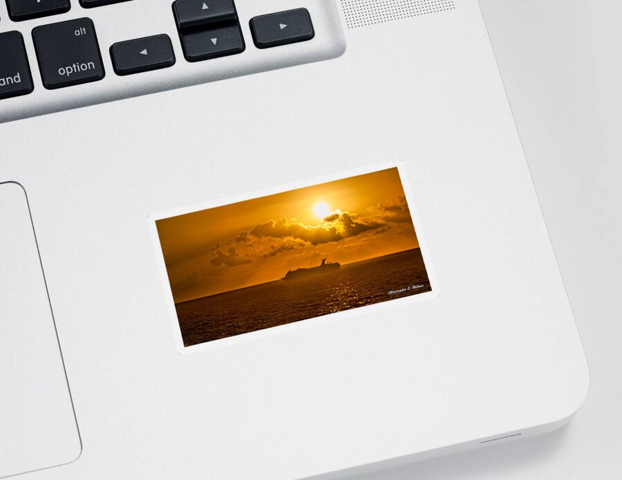 Ship Sticker featuring the photograph On the Horizon by Christopher Holmes