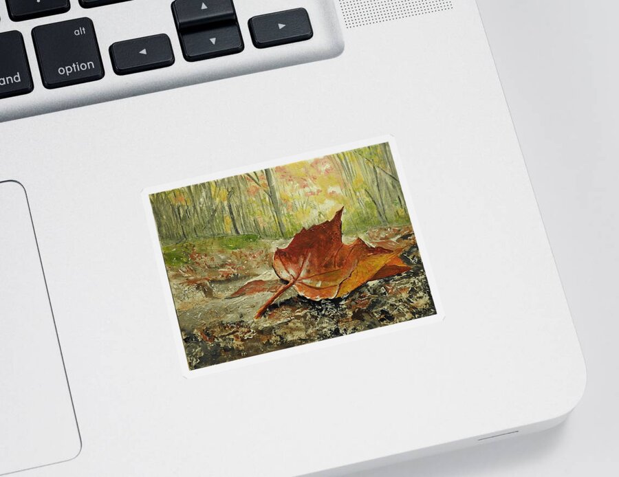 Maple Sticker featuring the painting One Fallen Mapleleaf by Betty-Anne McDonald