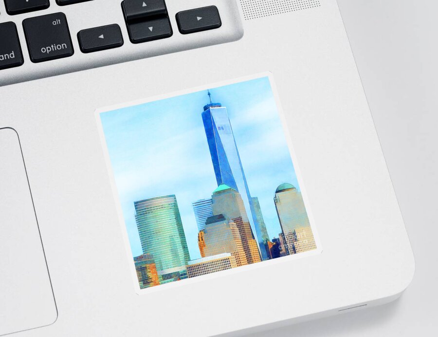 Wingsdomain Sticker featuring the photograph One World Trade Center Lower Manhatten New York Skyline 20180506 square by Wingsdomain Art and Photography