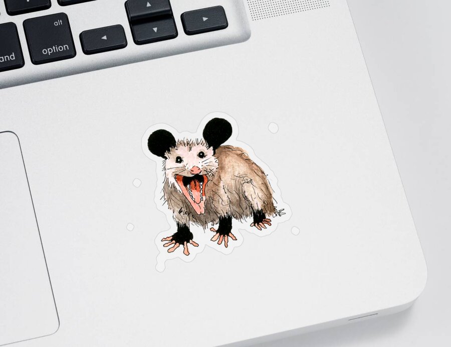 0possum Sticker featuring the painting Opossum by Petra Stephens