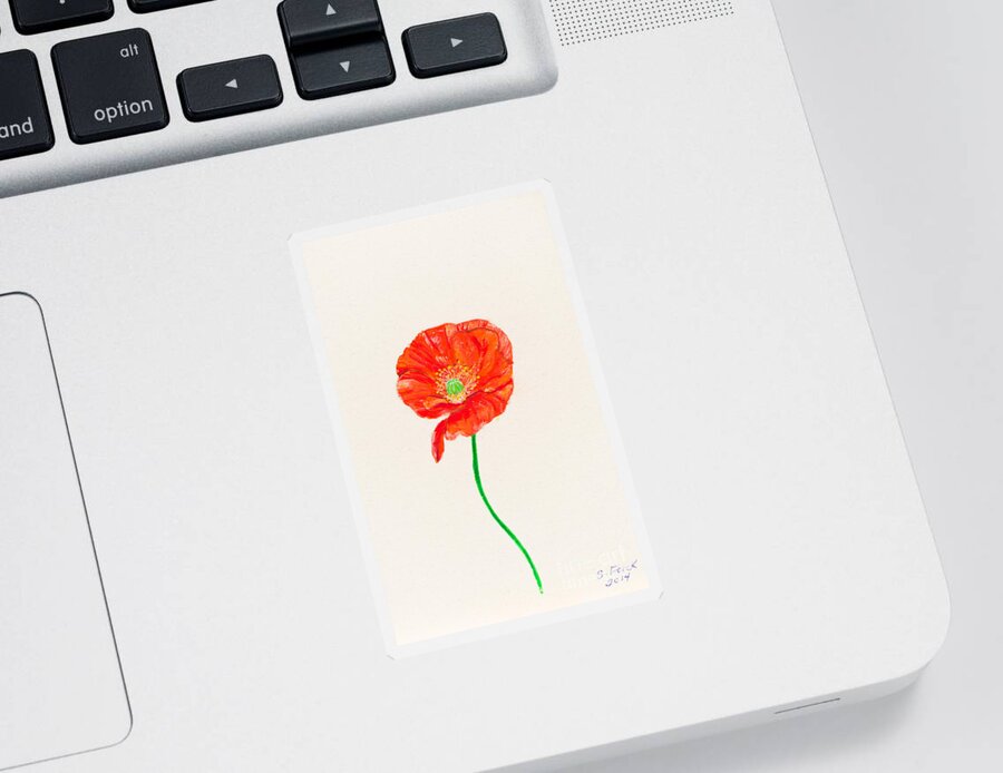 Poppy Sticker featuring the painting Orange poppy by Stefanie Forck