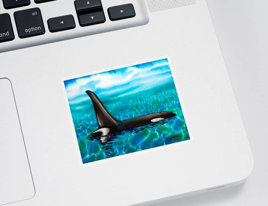  Orca Sticker featuring the painting Orca by Daniel Jean-Baptiste