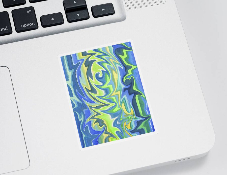 Abstract Sticker featuring the painting Organic Abstract Swirls Cool Blues by Irina Sztukowski