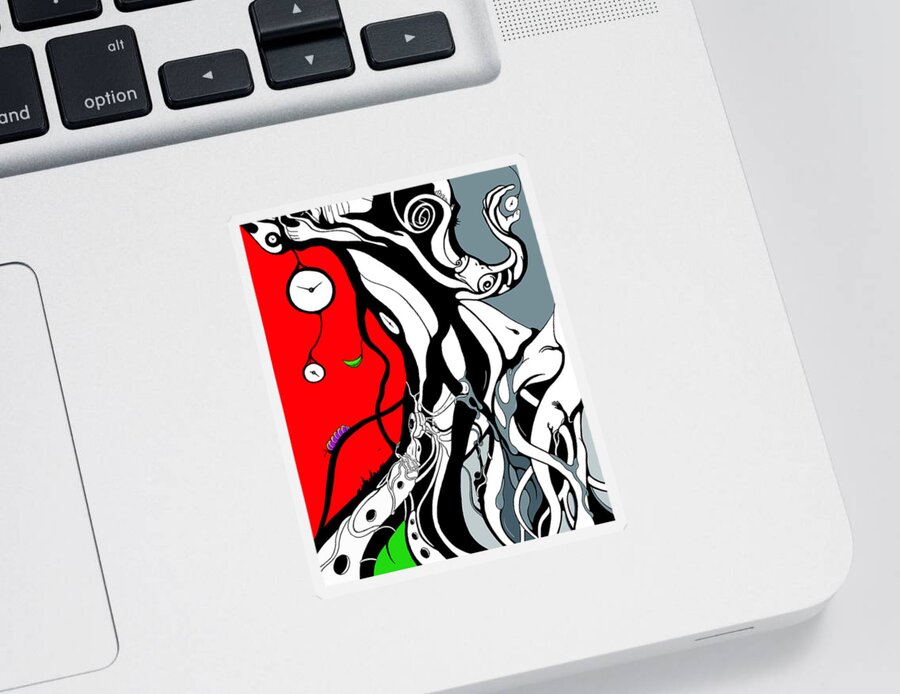 Female Sticker featuring the digital art Origin Tree QUAD by Craig Tilley