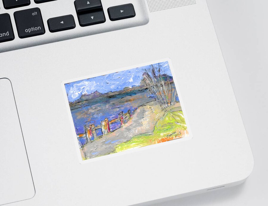 Plein Air Sticker featuring the painting Asheville and the French Broad River by Zsanan Studio