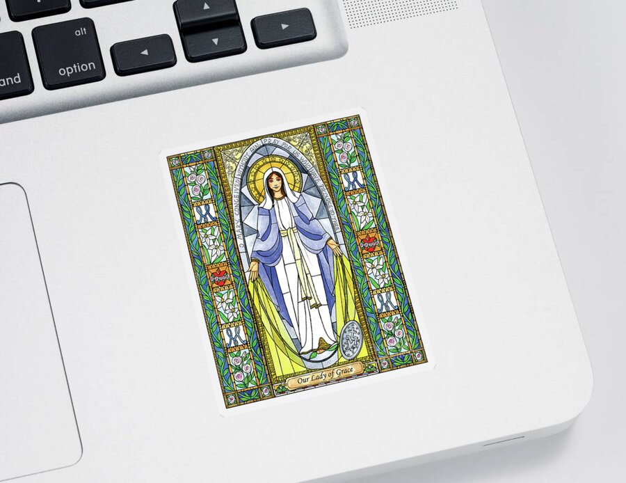 Our Lady Of Grace Sticker featuring the painting Our Lady of Grace by Brenda Nippert