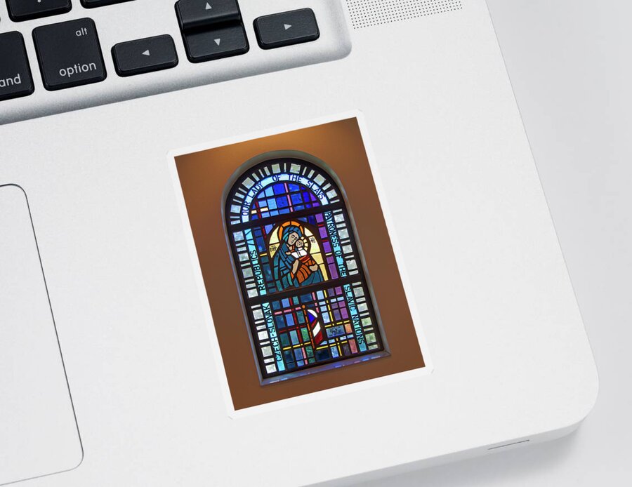 Stained Glass Window Sticker featuring the photograph Our Lady of the Slavs by Sally Weigand