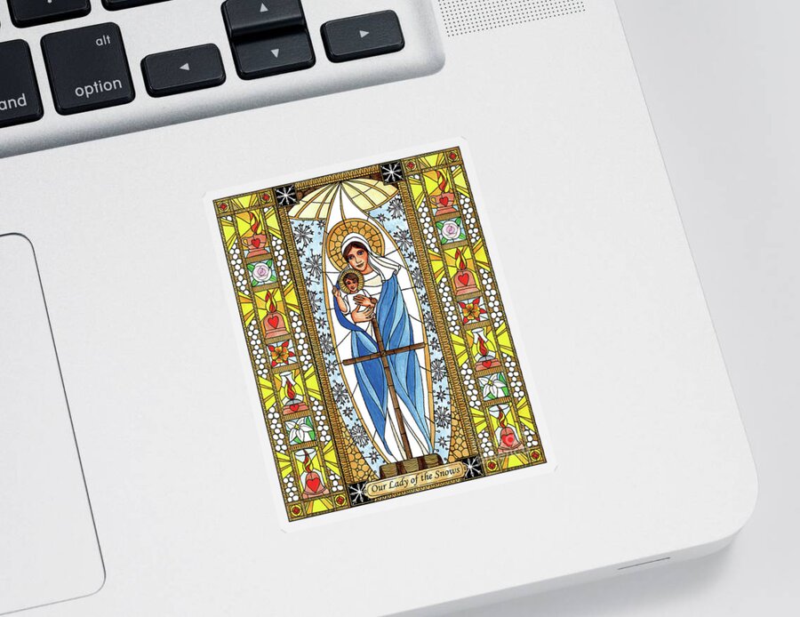 Our Lady Of The Snows Sticker featuring the painting Our Lady of the Snows by Brenda Nippert