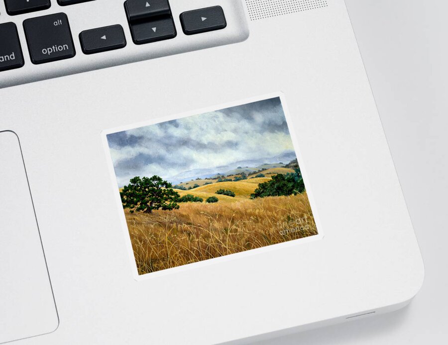 Arastradero Sticker featuring the painting Overcast June Morning by Laura Iverson