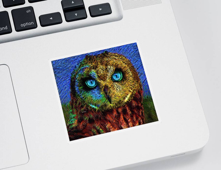 Rafael Salazar Sticker featuring the digital art Owl by Rafael Salazar
