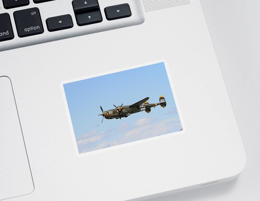 Lockheed P-38 Lightning Sticker featuring the photograph P-38 by Shoal Hollingsworth