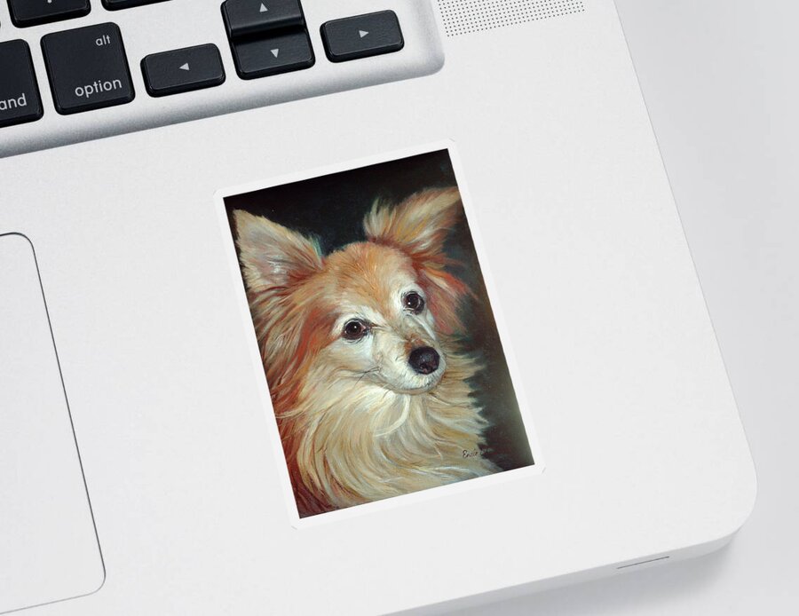Pet Portraits Sticker featuring the painting Paco the Papillion by Portraits By NC