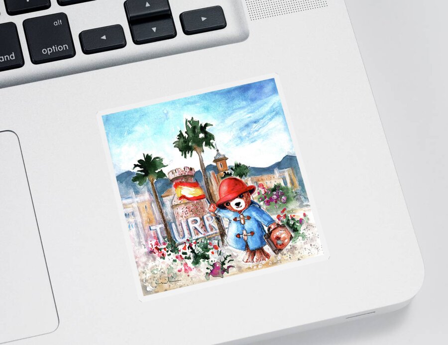 Go Teddy Sticker featuring the painting Paddington Arrival In Spain by Miki De Goodaboom
