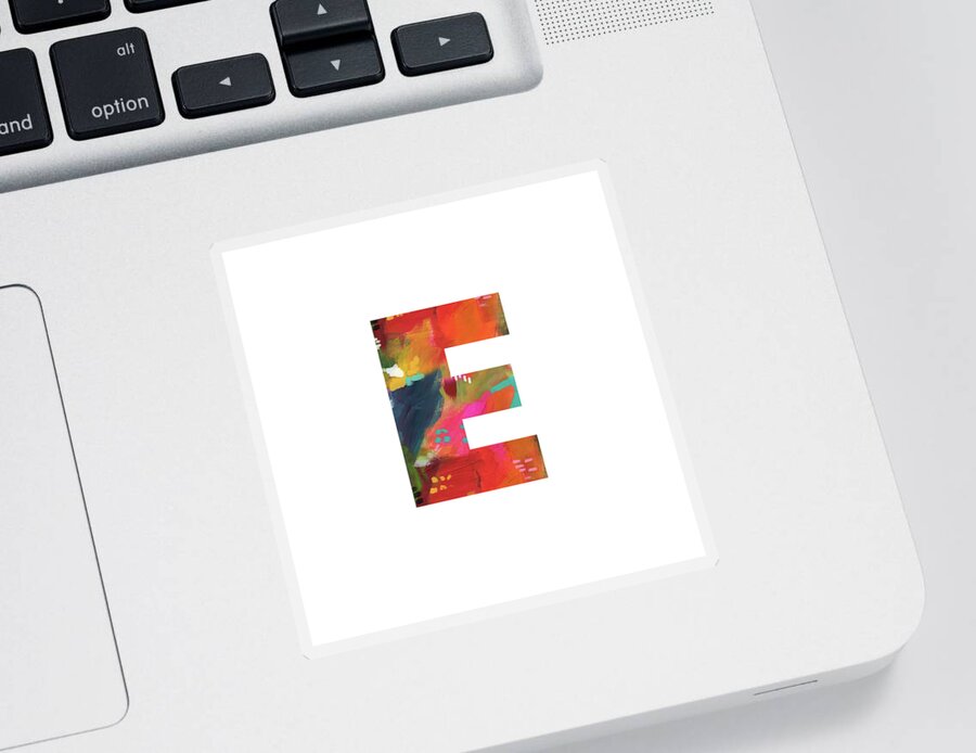 E Sticker featuring the painting Painted Letter E-Monogram Art by Linda Woods by Linda Woods