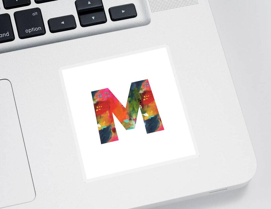 M Sticker featuring the painting Painted Letter M-Monogram Art by Linda Woods by Linda Woods
