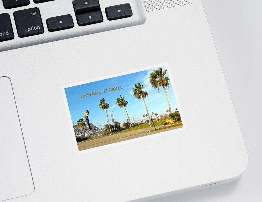 Daytona Sticker featuring the digital art Palm Trees of Daytona Florida by Karen Francis