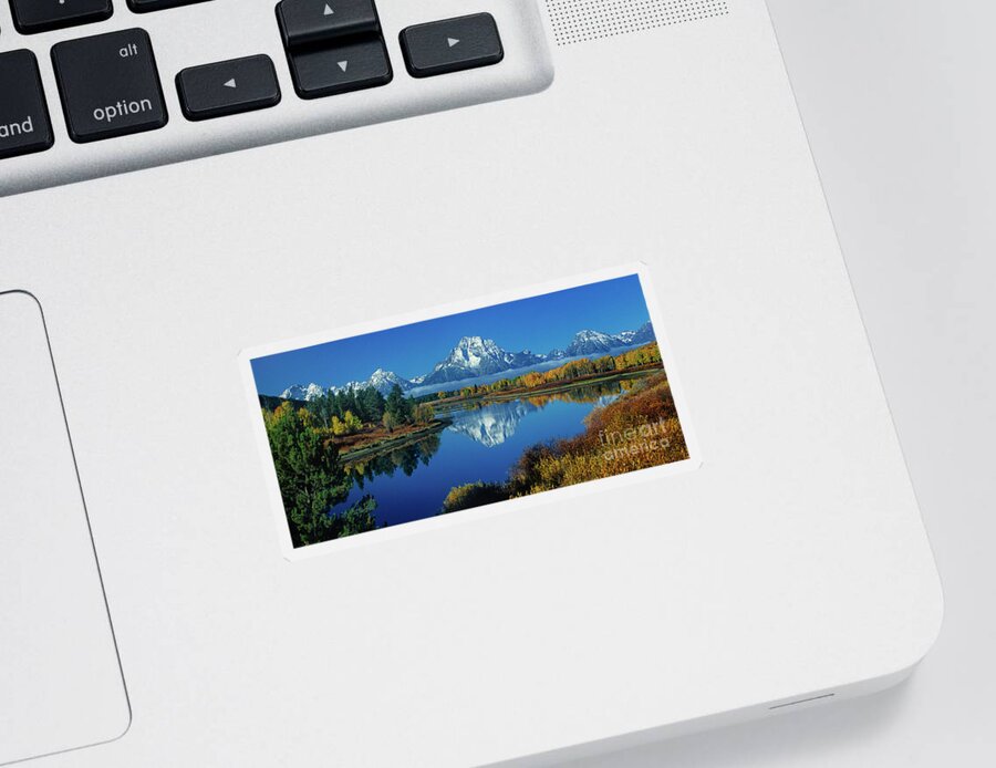 Dave Welling Sticker featuring the photograph Panorama Oxbow Bend Grand Tetons National Park Wyoming by Dave Welling