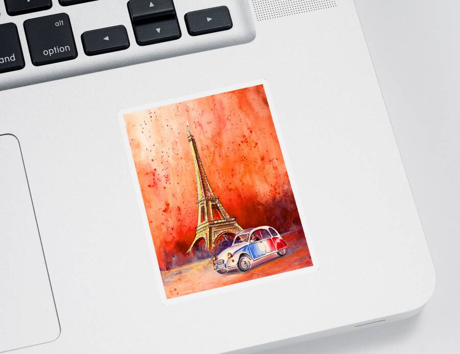 Travel Sticker featuring the painting Paris Authentic by Miki De Goodaboom