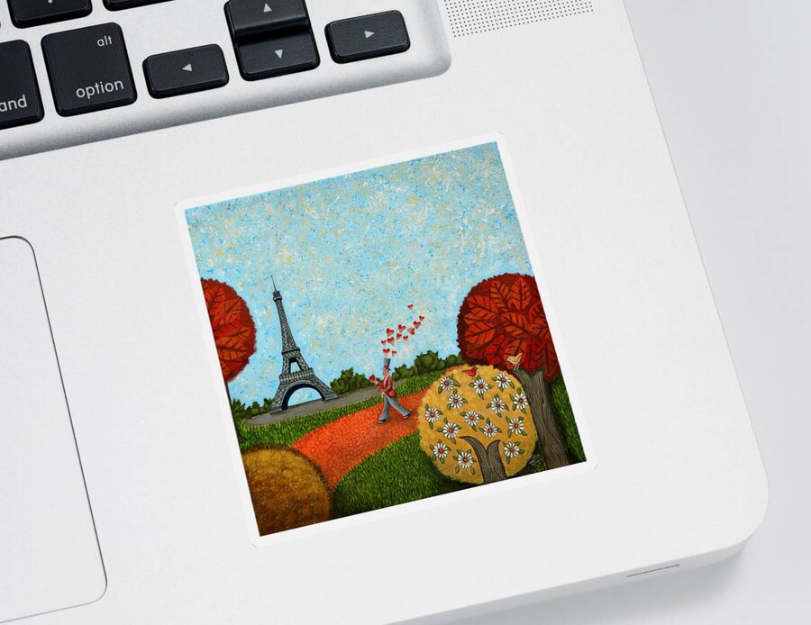 Paris Sticker featuring the painting Paris Je t aime by Graciela Bello