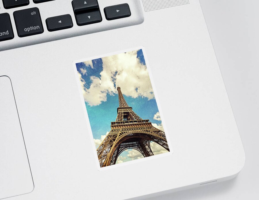 Paris Sticker featuring the photograph Paris Photography - Eiffel Tower Blue by Melanie Alexandra Price
