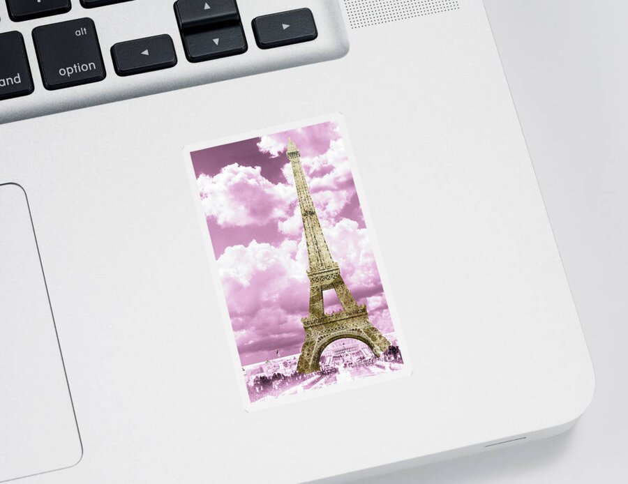 Eiffel Tower Sticker featuring the photograph Paris Pink and Gold by Mindy Sommers