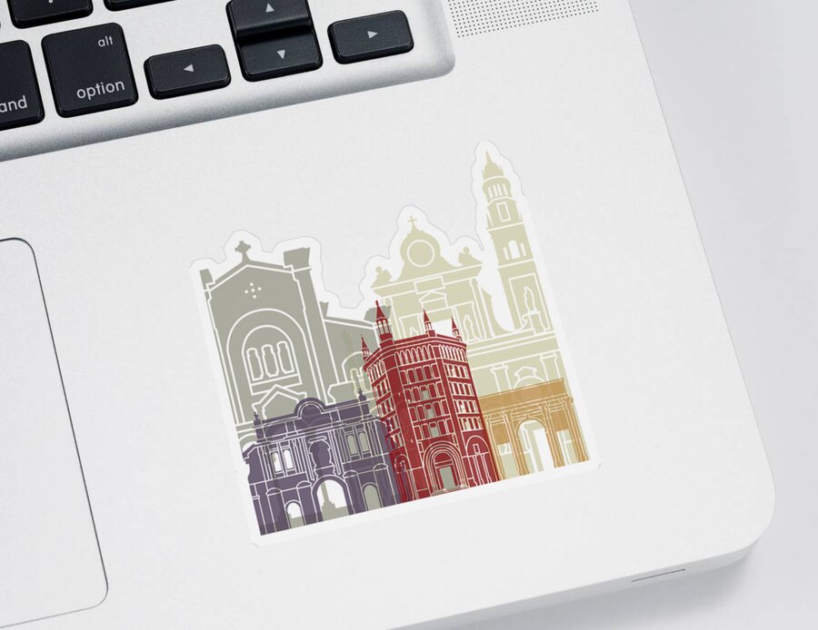 Parma Sticker featuring the painting Parma skyline poster by Pablo Romero