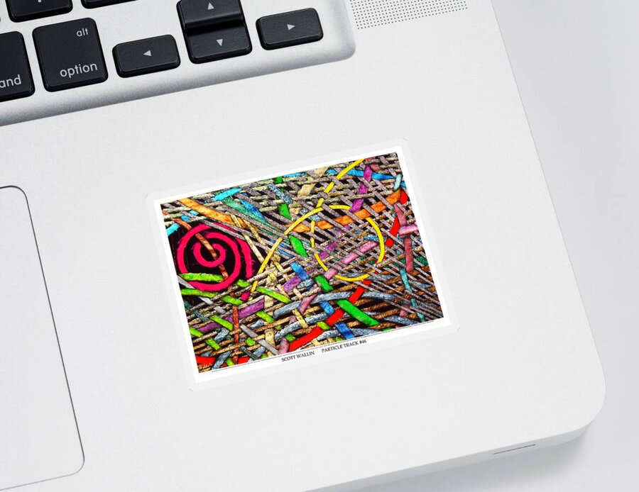 Abstract Sticker featuring the painting Particle Track Forty-six by Scott Wallin