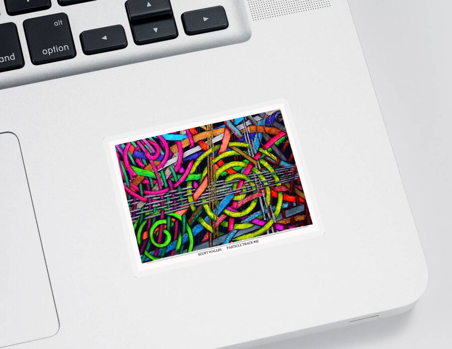 Abstract Sticker featuring the painting Particle Track Forty-two by Scott Wallin
